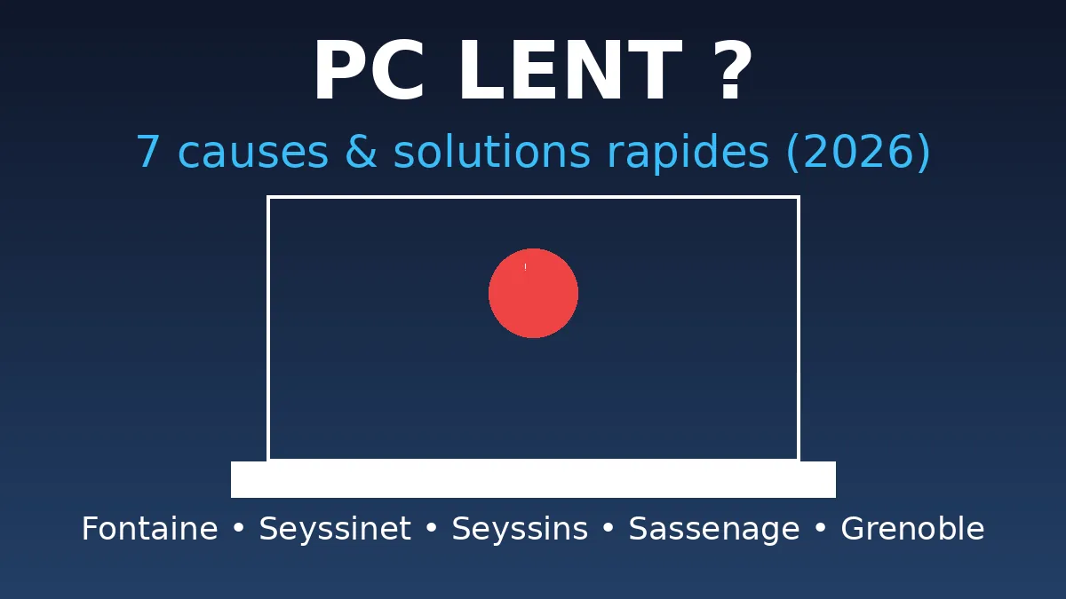 PC lent à Fontaine, Seyssinet, Seyssins, Sassenage ou Grenoble : 7 causes et solutions rapides (2026)